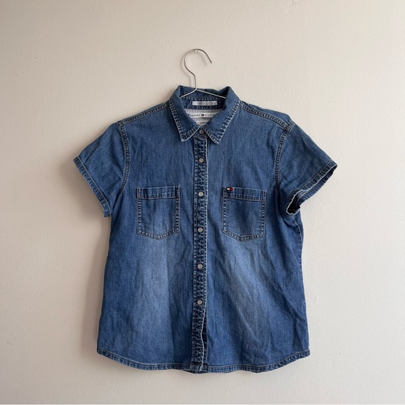 Tommy Hilfiger Blue Jean Button-down T-shirt - Picture 10 of 13